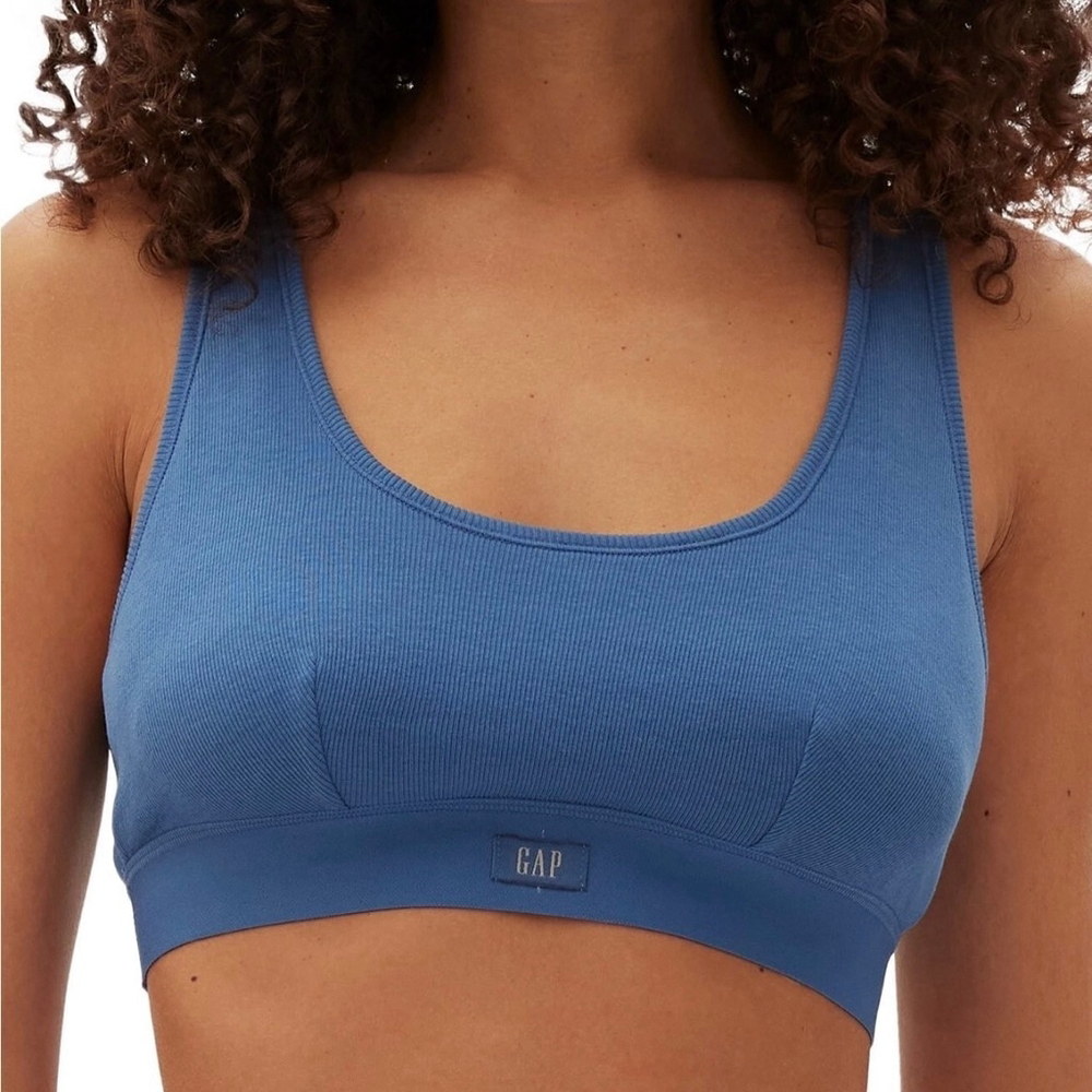 Lot of 2 - GAP BODY Cotton Rib Racerback Bralette Blue Size Medium - Picture 5 of 8